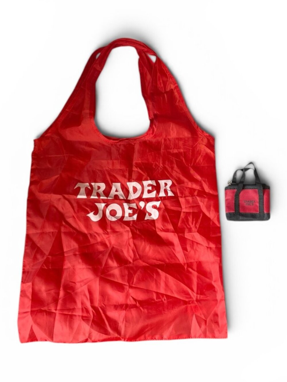 Trader Joe’s 2-in-1 Canvas Micro Zip Tote Bag & Large Red Bag Like New ❤️